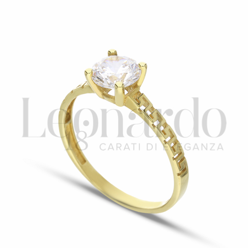 Modello o finitura Solitario con Zircone bianco in Oro Giallo da 1,9gr.