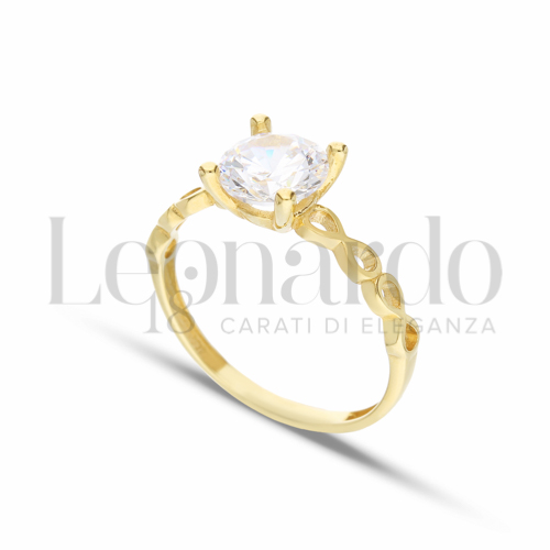 Modello o finitura Solitario con Zircone bianco in Oro Giallo da 2,3gr.