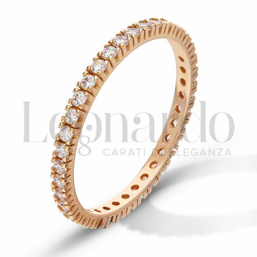 Modello o finitura Veretta a Tutto Giro - A Griffe con Zircone bianco in Oro Rosa da 2,4gr.