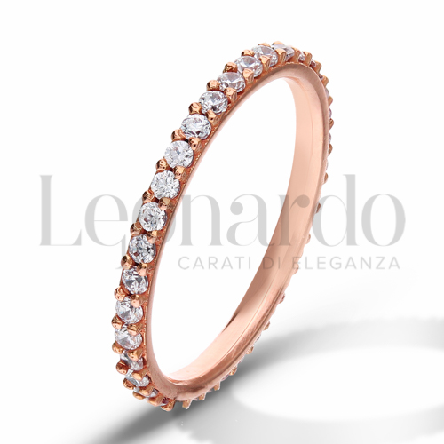 Modello o finitura Veretta a Tutto Giro - A Griffe con Zircone bianco in Oro Rosa da 1,3gr.