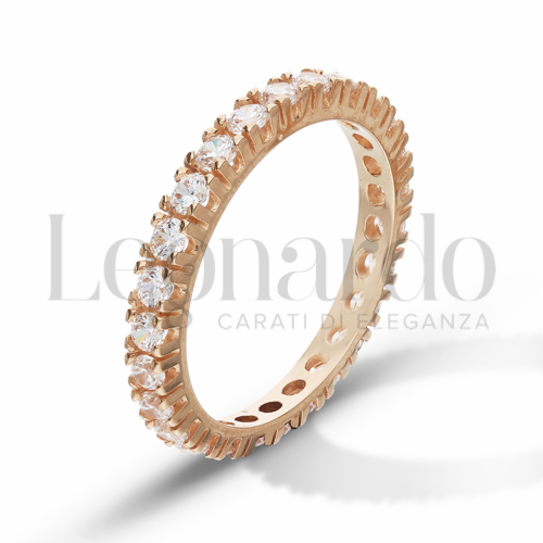 Modello o finitura Veretta a Tutto Giro - A Griffe con Zircone bianco in Oro Rosa da 3,5gr.
