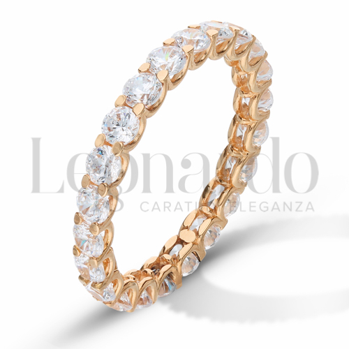 Modello o finitura Veretta a Tutto Giro - A Griffe con Zircone bianco in Oro Rosa da 2,5gr.