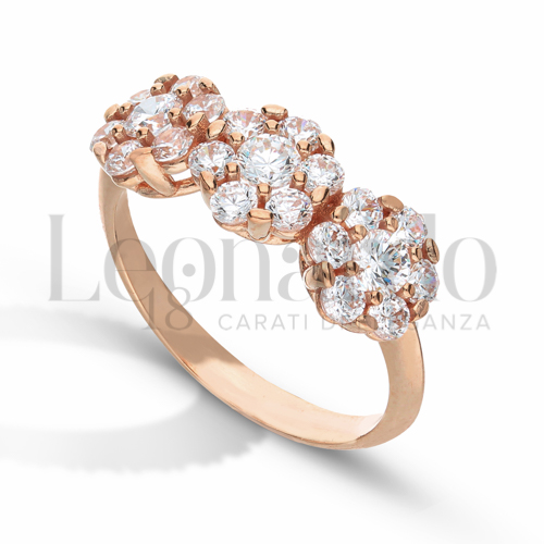 Modello o finitura Trilogy lineare con Zircone bianco in Oro Rosa da 3,7gr.