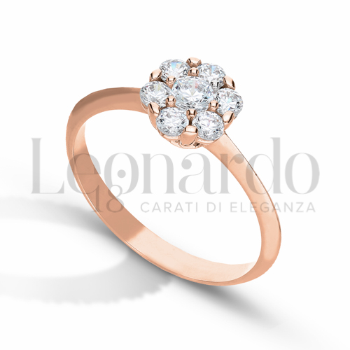 Modello o finitura Solitario con Zircone bianco in Oro Rosa da 2,1gr.