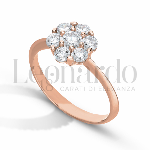 Modello o finitura Solitario con Zircone bianco in Oro Rosa da 2,5gr.