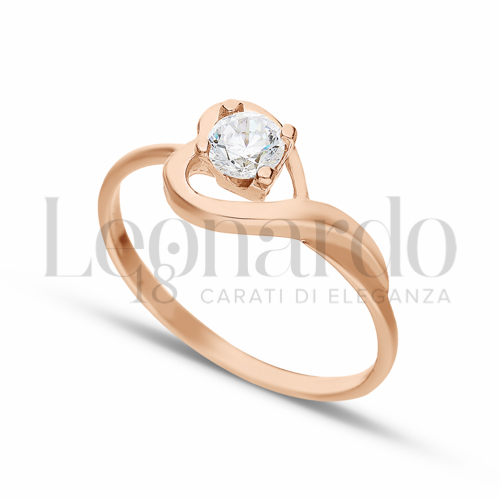 con Zircone bianco in Oro Rosa da 2gr.