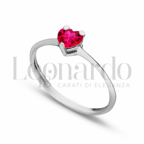Modello Classico con Pietra rossa in Oro Bianco da 1,3gr.