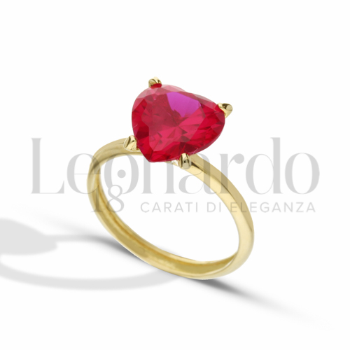 Modello o finitura Solitario con Pietra rossa in Oro Giallo da 3gr.
