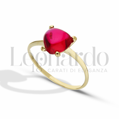 Modello o finitura Solitario con Pietra rossa in Oro Giallo da 1,8gr.