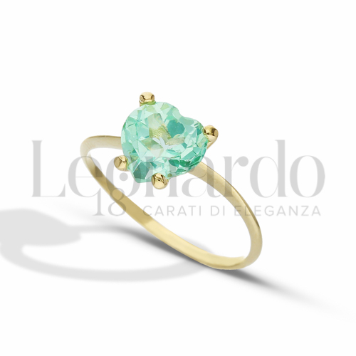 Modello o finitura Solitario con Pietra verde in Oro Giallo da 1,7gr.