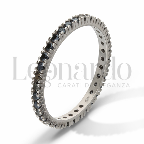 Modello o finitura Veretta a Tutto Giro - A Griffe con Zirconi neri in Oro Bianco da 2gr.