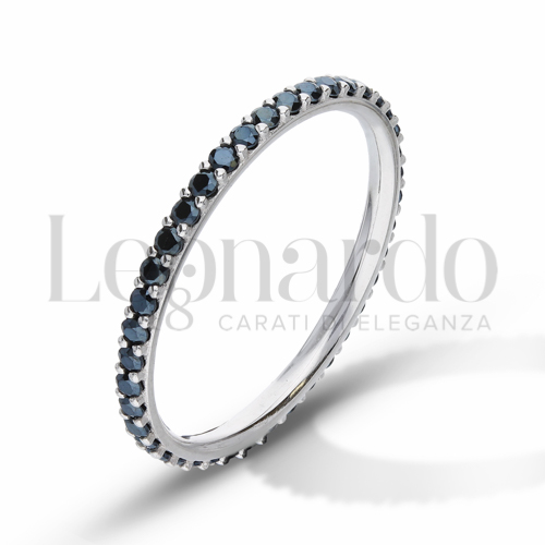 Modello o finitura Veretta a Tutto Giro - A Griffe con Zirconi neri in Oro Bianco da 1,7gr.