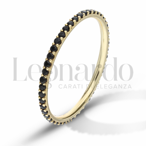 Modello o finitura Veretta a Tutto Giro - A Griffe con Zirconi neri in Oro Giallo da 1,9gr.