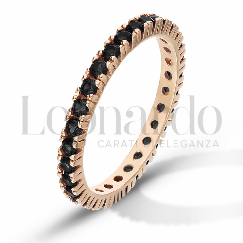 Modello o finitura Veretta a Tutto Giro - A Griffe con Zirconi neri in Oro Rosa da 2,4gr.