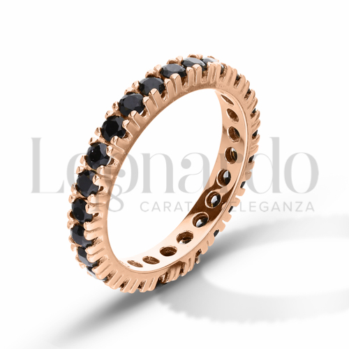 Modello o finitura Veretta a Tutto Giro - A Griffe con Zirconi neri in Oro Rosa da 3gr.