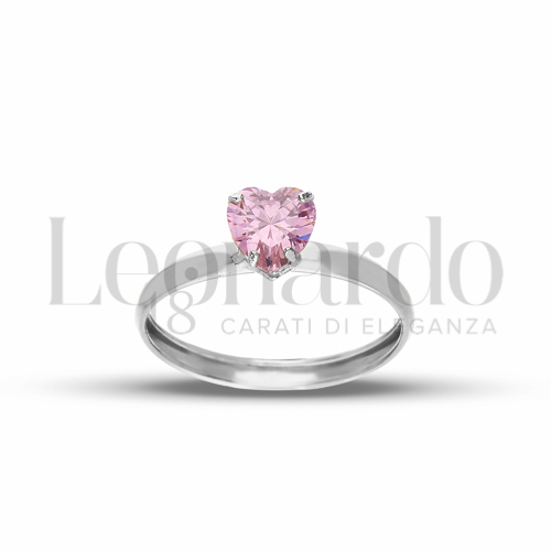 Modello o finitura Lucida con Zircone rosa in Oro Bianco da 1gr.