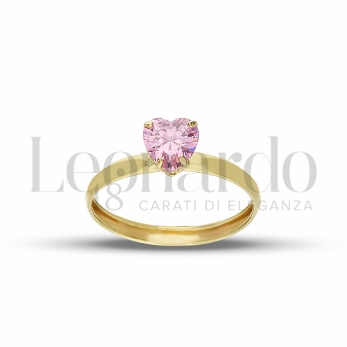 Modello o finitura Lucida con Zircone rosa in Oro Giallo da 1,1gr.