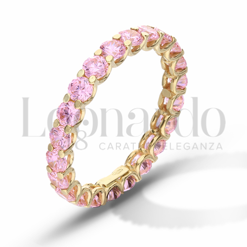 Modello o finitura Veretta a griffe con Zircone rosa in Oro Giallo da 2,5gr.