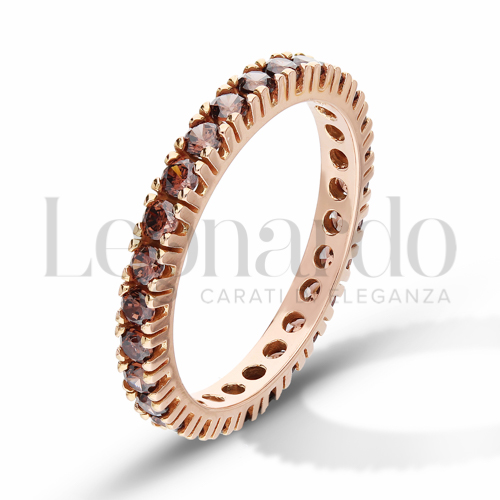 Modello o finitura Veretta a Tutto Giro - A Griffe con Zirconi Brown in Oro Rosa da 3,2gr.