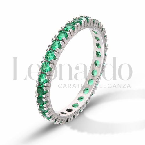 Modello o finitura Veretta a Tutto Giro - A Griffe con Zircone verde in Oro Bianco da 2,9gr.