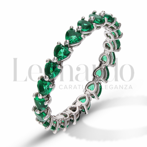 Modello o finitura Veretta a Tutto Giro - A Griffe con Zircone verde in Oro Bianco da 2gr.