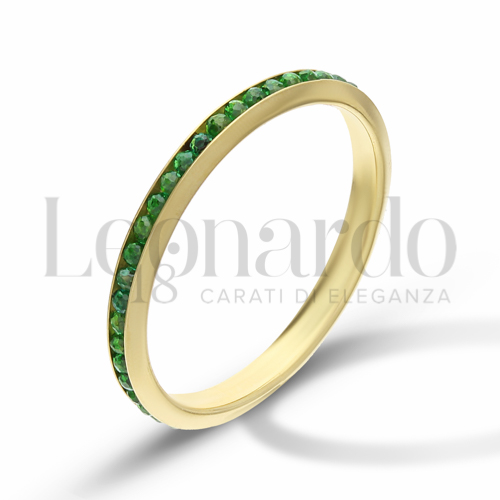 Modello o finitura Veretta a Tutto Giro - Battuta con Zircone verde in Oro Giallo da 0,8gr.