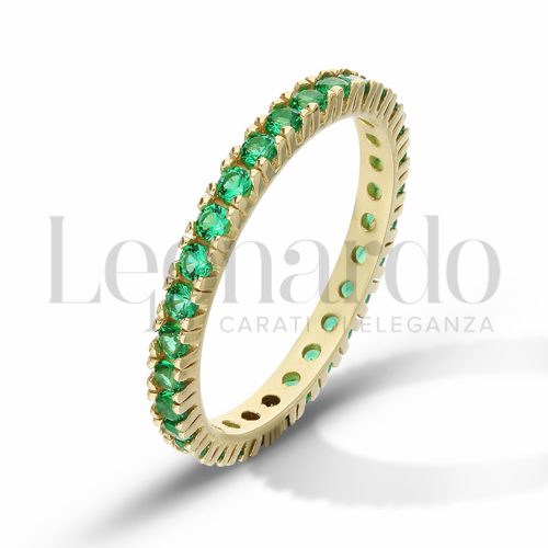 Modello o finitura Veretta a Tutto Giro - A Griffe con Zircone verde in Oro Giallo da 1,6gr.