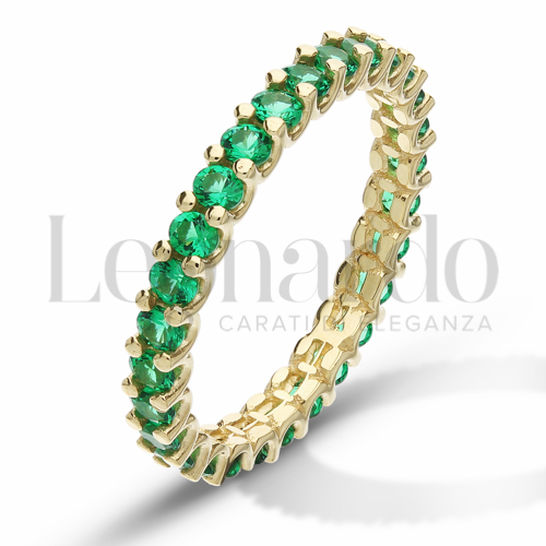 Modello o finitura Veretta a Tutto Giro - A Griffe con Zircone verde in Oro Giallo da 1,8gr.
