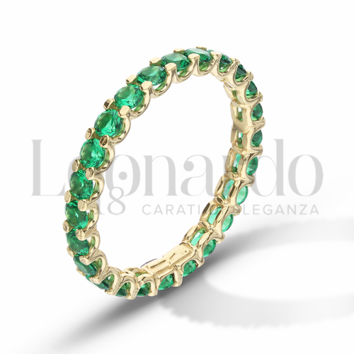 Modello o finitura Veretta a griffe con Zircone verde in Oro Giallo da 1,9gr.