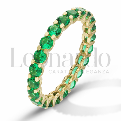 Modello o finitura Veretta a Tutto Giro - A Griffe con Zircone verde in Oro Giallo da 2gr.
