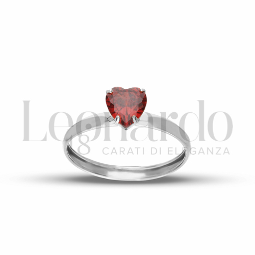 Modello o finitura Lucida con Zircone rosso in Oro Bianco da 1gr.