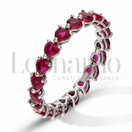 Modello o finitura Veretta a Tutto Giro - A Griffe con Zircone rosso in Oro Bianco da 2,1gr.