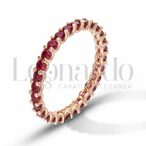 Modello o finitura Veretta a griffe con Zircone rosso in Oro Rosa da 1,9gr.