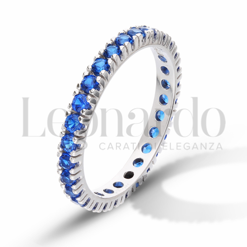 Modello o finitura Veretta a Tutto Giro - A Griffe con Zircone Blu in Oro Bianco da 2,9gr.