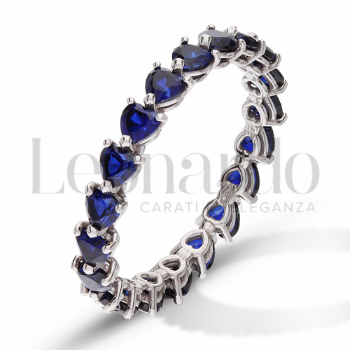 Modello o finitura Veretta a Tutto Giro - A Griffe con Zircone Blu in Oro Bianco da 2,1gr.