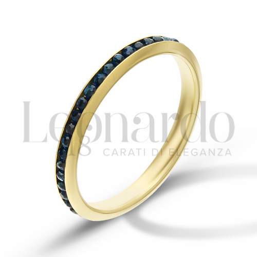 Modello o finitura Veretta a Tutto Giro - Battuta con Zircone Blu in Oro Giallo da 0,9gr.