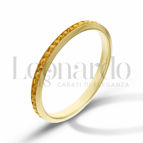 Modello o finitura Veretta a Tutto Giro - Battuta con Zirconi Citrino in Oro Giallo da 1gr.