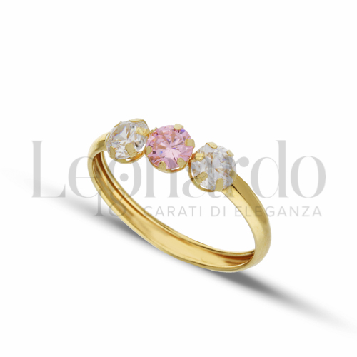 Modello o finitura Lucida con Zirconi Rosa e Zirconi Bianchi in Oro Giallo da 1,1gr.