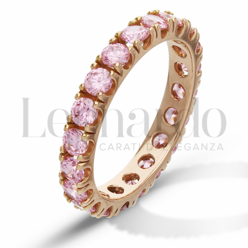 Modello o finitura Veretta a Tutto Giro - A Griffe con Zircone rosa in Oro Rosa da 3,7gr.
