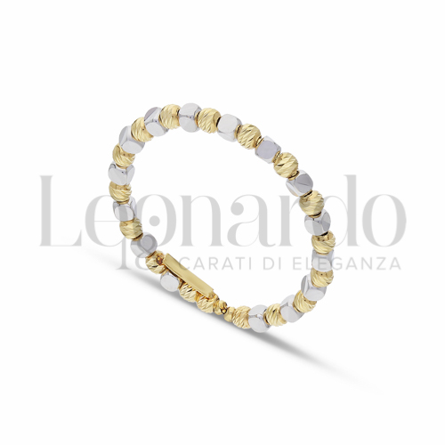 Modello 1 sfera + 1 cubetto in Oro Giallo e Oro Bianco da 1,7gr.