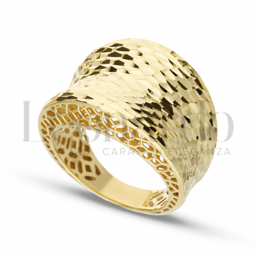 Anelli Anello a fascia diamantato da Donna in Oro 18 Carati Modello: Concavo Misura anello: 23 Finitura o soggetti: Diamantata 6,1g