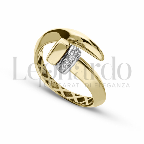con Zircone bianco in Oro Giallo e Oro Bianco da 4,1gr.