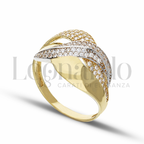 con Zircone bianco in Oro Giallo e Oro Bianco da 3,3gr.