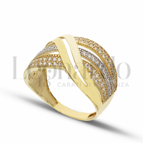 con Zircone bianco in Oro Giallo e Oro Bianco da 3,9gr.