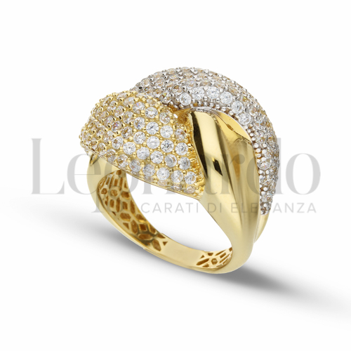 con Zircone bianco in Oro Giallo e Oro Bianco da 7,4gr.