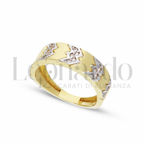 con Zircone bianco in Oro Giallo e Oro Bianco da 2,3gr.