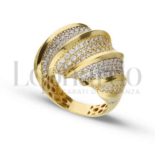 con Zircone bianco in Oro Giallo e Oro Bianco da 8,9gr.