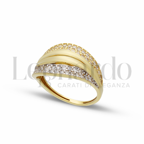 con Zircone bianco in Oro Giallo e Oro Bianco da 2,9gr.