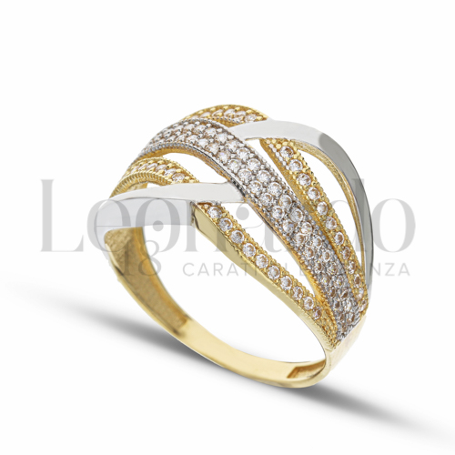 con Zircone bianco in Oro Giallo e Oro Bianco da 3,6gr.