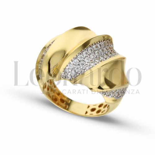 con Zircone bianco in Oro Giallo e Oro Bianco da 6,9gr.